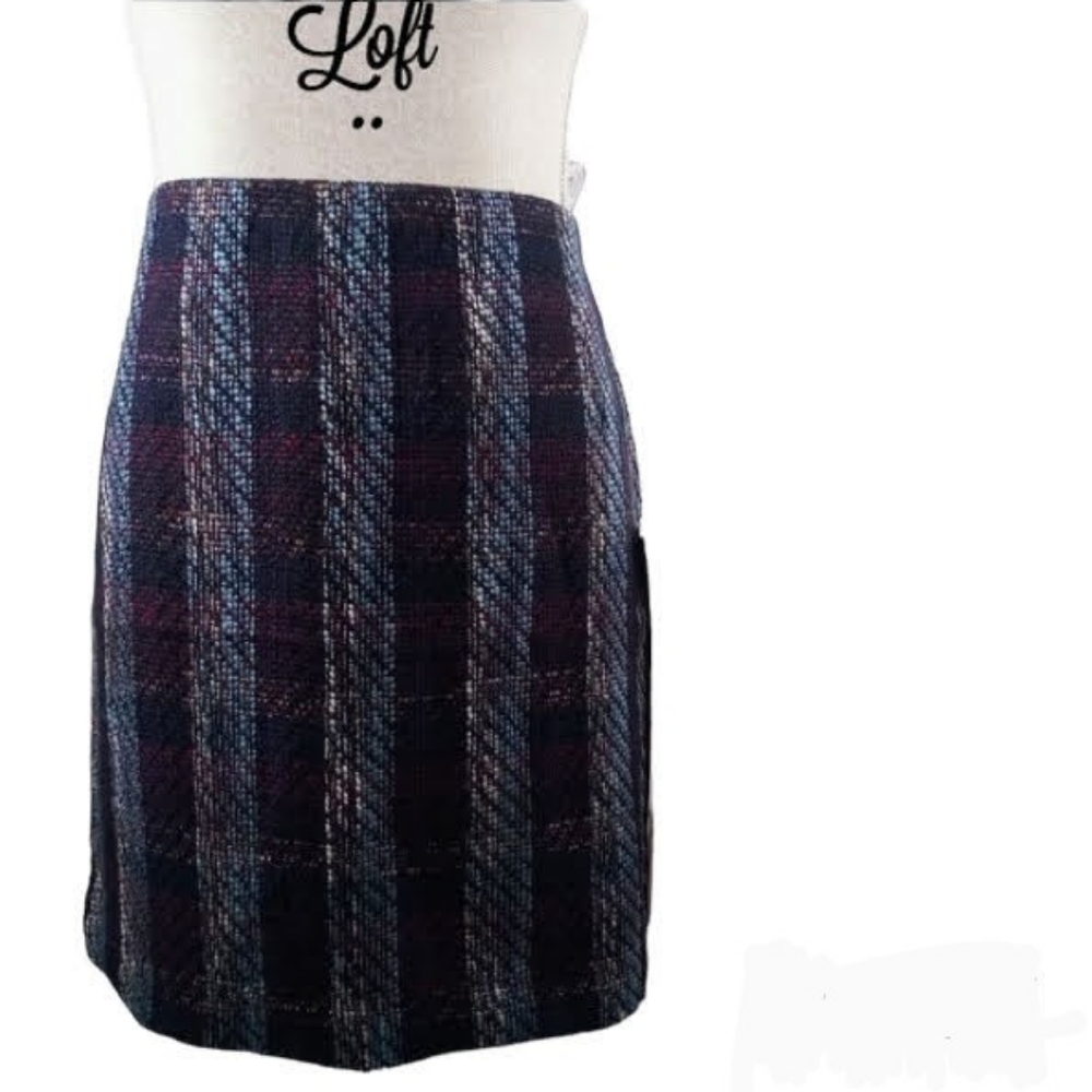 Loft Plaid Pencil Skirt Size 2 Striped